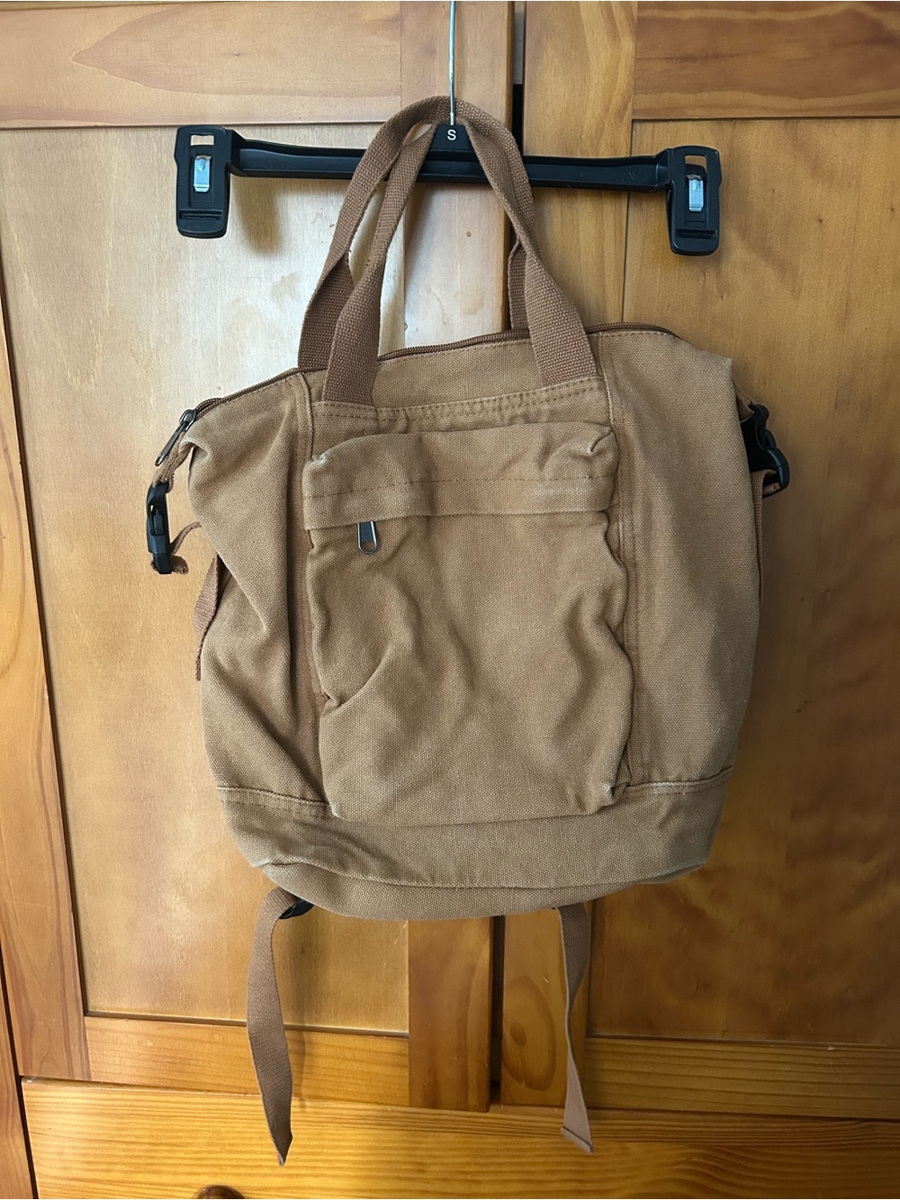 Canvas Tote Backpack Purse in Brown